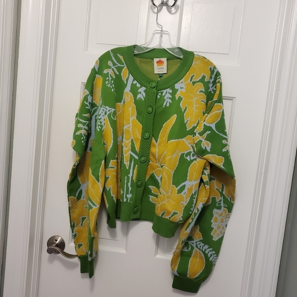 NWT Farm Rio Foliage Sketch Knit Cardigan Size XL, Ret. $195, colorful - Picture 13 of 16